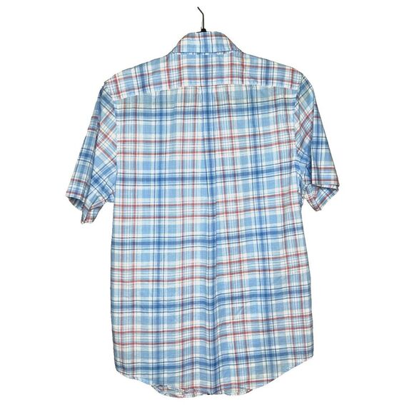 Vineyard Vines Men Slim Tucker Shirt Short Sleeves Cotton Plaid Blue and Red S - Picture 4 of 6